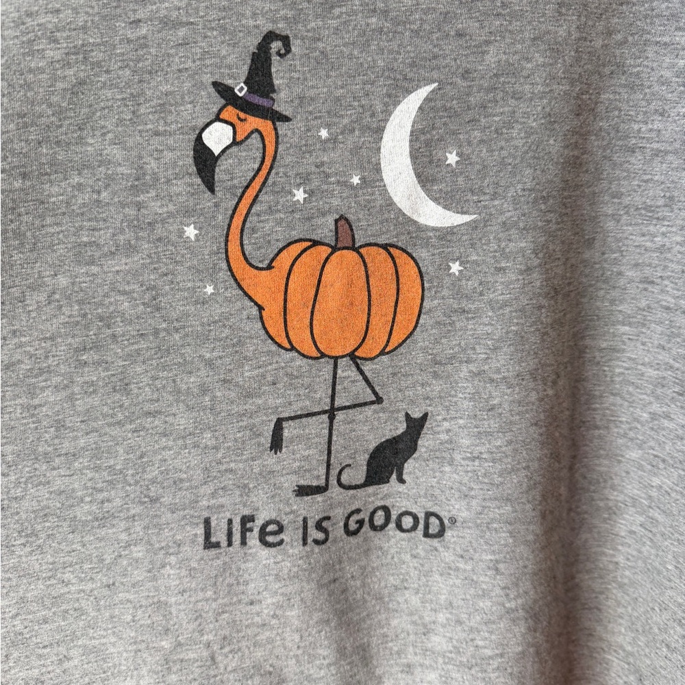 Life is Good Flamingo Halloween Shirt Women’s Size XXL Funny Gray - Picture 3 of 9